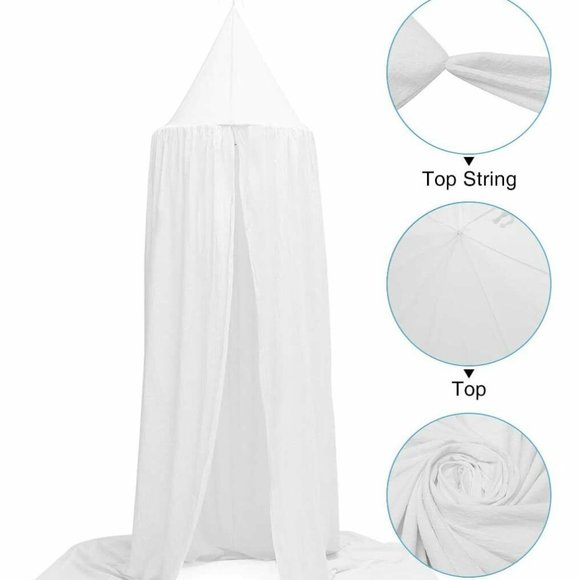 Luxury Cotton Lace Princess Play Dome Tent 2 Color Pink or White - Picture 4 of 11